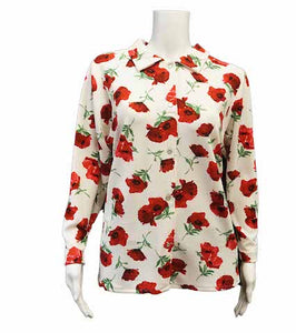 Ladies Adaptive Polyester Knit Blouse with Fooler Button Line