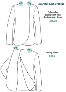 Ladies Adaptive Poly-Knit Blouse with Fooler Snap Line