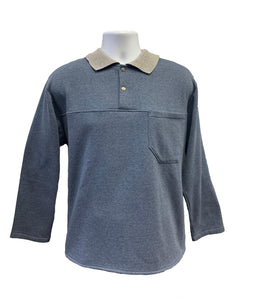 Men's Long Sleeve Fleece Polo Shirt With Functional Top Snaps