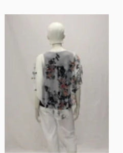 London knit printed mesh layered top