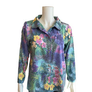 Ladies Adaptive Poly-Knit Blouse with Fooler Snap Line